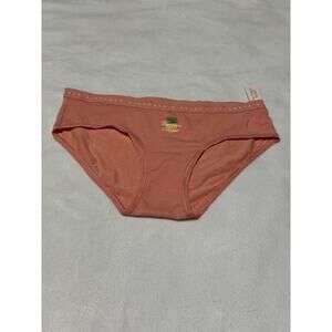 Victoria Secret Cotton Bikini Panty Peach Coral Pineapple Logo Logo Band New NWT